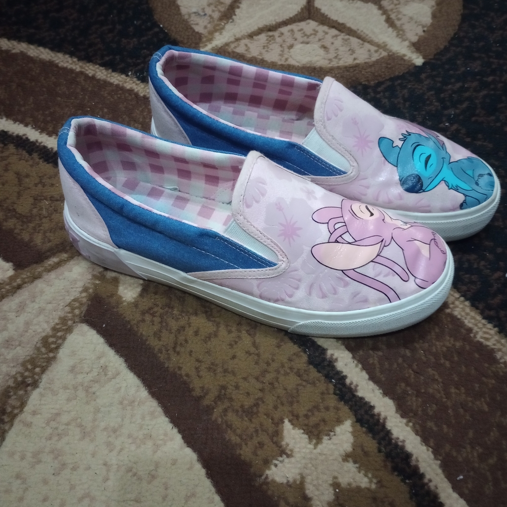 Disney Stitch Pink and Blue Cartoon Slip-On Shoes